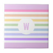 Monogramm in der weiß-Circle-Pastel-Rainbow-Streif Fliese (Vorderseite)