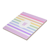 Monogramm in der weiß-Circle-Pastel-Rainbow-Streif Fliese (Seite)
