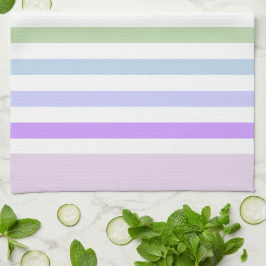 Monogramm in der weiß-Circle-Pastel-Rainbow-Streif Geschirrtuch (Gefaltet)