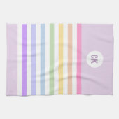 Monogramm in der weiß-Circle-Pastel-Rainbow-Streif Geschirrtuch (Horizontal)