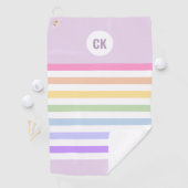 Monogramm in der weiß-Circle-Pastel-Rainbow-Streif Golfhandtuch (Insitu)