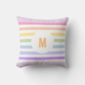 Monogramm in der weiß-Circle-Pastel-Rainbow-Streif Kissen (Vorderseite)
