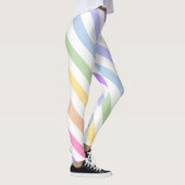 Monogramm in der weiß-Circle-Pastel-Rainbow-Streif Leggings (Rechts)