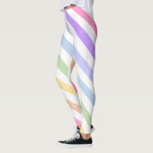 Monogramm in der weiß-Circle-Pastel-Rainbow-Streif Leggings (Links)