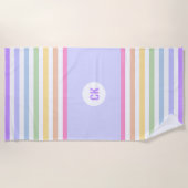 Monogramm in der weiß-Circle-Pastel-Rainbow-Streif Strandtuch (Vorderseite)
