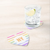 Monogramm in der weiß-Circle-Pastel-Rainbow-Streif Untersetzer (Vor Ort)