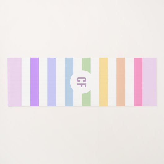Monogramm in der weiß-Circle-Pastel-Rainbow-Streif Yogamatte (Rückseite (Horizontal))