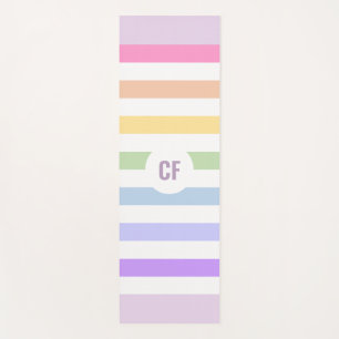 Monogramm in der weiß-Circle-Pastel-Rainbow-Streif Yogamatte