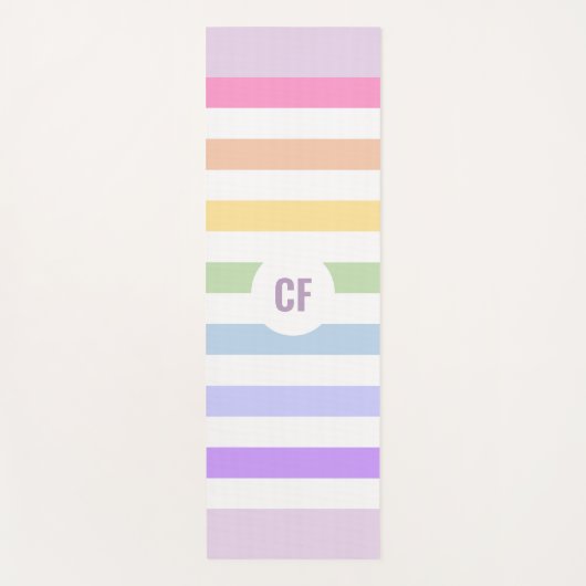 Monogramm in der weiß-Circle-Pastel-Rainbow-Streif Yogamatte (Vorderseite)