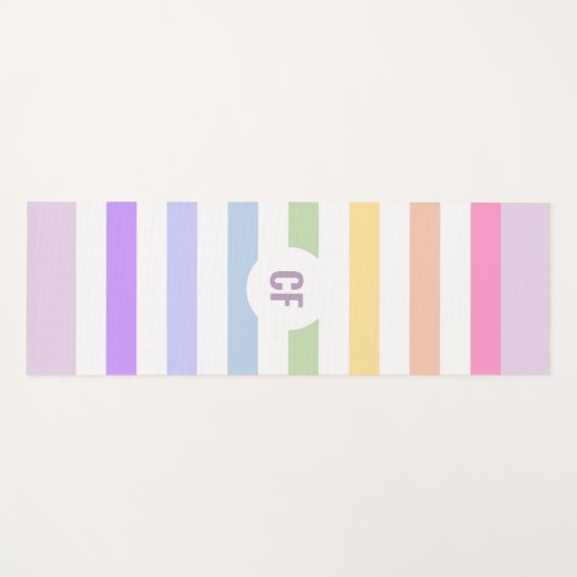 Monogramm in der weiß-Circle-Pastel-Rainbow-Streif Yogamatte (Vorderseite (Horizontal))