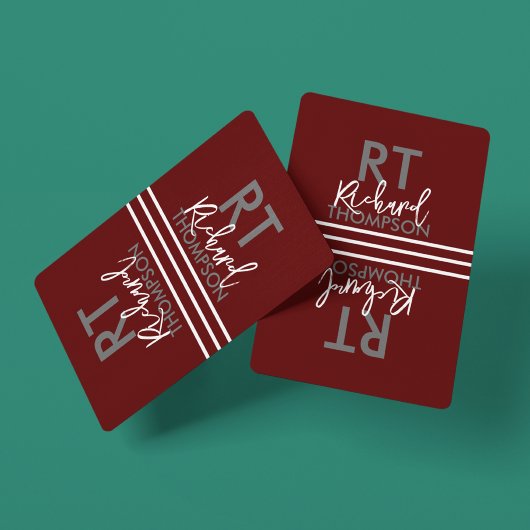 Monogramm in dunkelrot benennen spielkarten