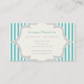 Monogramm in einem Rahmen mit Aqua, weiße Streifen Visitenkarte (Rückseite)