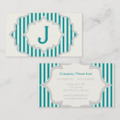 Monogramm in einem Rahmen mit aquamarinen, weißen Visitenkarte (Vorne/Hinten)