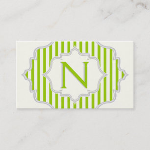 Monogramm in einem Rahmen mit grünen, weißen Strei Visitenkarte