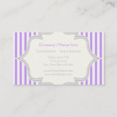 Monogramm in einem Rahmen mit lila, weißen Streife Visitenkarte (Rückseite)