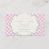 Monogramm in einem Rahmen mit rosa, weißem Gingham Visitenkarte (Rückseite)