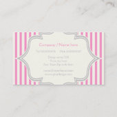 Monogramm in einem Rahmen mit rosa, weißen Streife Visitenkarte (Rückseite)