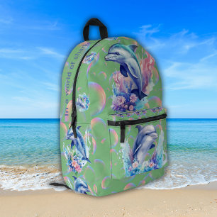Monogramm in einer Welt der Haie, sei ein Dolphin  Bedruckter Rucksack