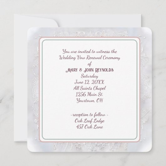 Monogramm in elegantem Hochzeitskranz Einladung (Rückseite)