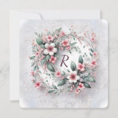 Monogramm in elegantem Hochzeitskranz Einladung (Vorderseite)