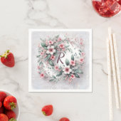 Monogramm in elegantem Hochzeitskranz Serviette (Beispiel)