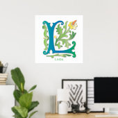 Monogramm in floraler Ausführung Poster (Heimbüro)