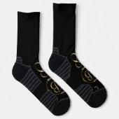 Monogramm in Gold mit unendlichem Kreis auf Grau | Socken (Rechts)