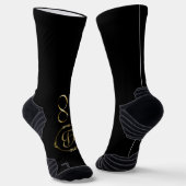 Monogramm in Gold mit unendlichem Kreis auf Grau | Socken (Gewinkelt)