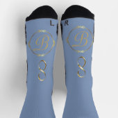 Monogramm in Gold mit Unendlichkeitskreis in Blau Socken (Oben)