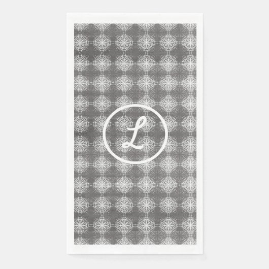 Monogramm in Grau und Weiß Serviette (Vorderseite)