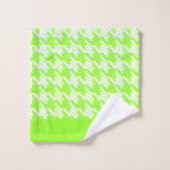 Monogramm in Grün und Weiß mit Houndstooth-Muster Badhandtuch Set (Waschlappen)