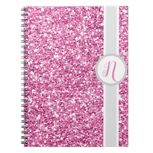 Monogramm in rosa Glitter Notizblock (Vorderseite)