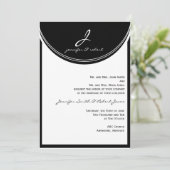 Monogramm in Schwarz-Weiß-Hochzeit Einladung (Stehend Vorderseite)