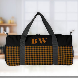 Monogramm in verbrannter Orange-Schriftart Fett au Duffle Bag