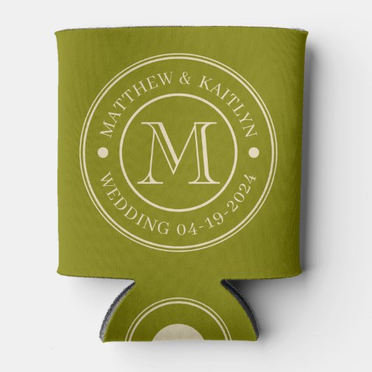 Monogramm in warmer Olive-Farbe im Stil der Mitte Dosenkühler (Vorderseite)