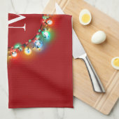 Monogramm in Weihnachtslicht Circle Holiday Geschirrtuch (Viertel Falte)