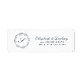 Monogramm Indigo Blue Foliage Kranke Rücksendeadre (Vorne)