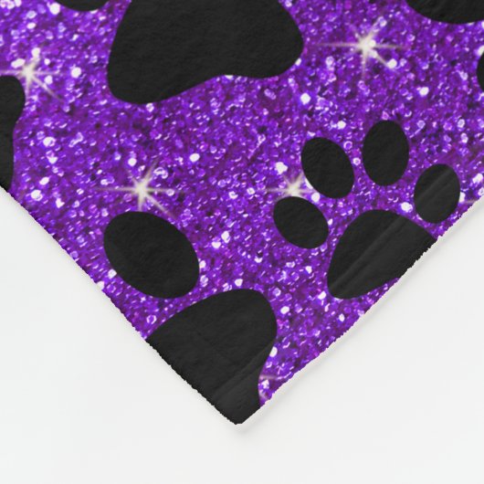 Monogramm Indigo lila Glitzer Hundepflaster Fleecedecke (Ecke)