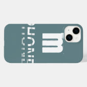 Monogramm individuell anpassbar Aquamarin Cool Case-Mate iPhone Hülle (Rückseite (Horizontal))