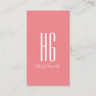 Monogramm individuell anpassbar Modern Rosa Visitenkarte