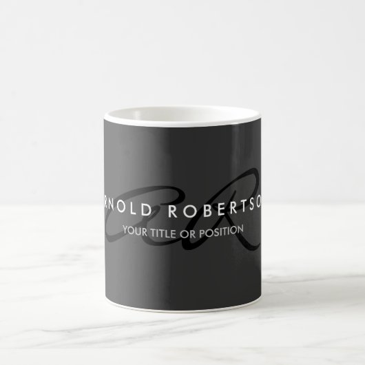 Monogramm individuell anpassen Einfache Grau-Schwa Kaffeetasse (Mittel)