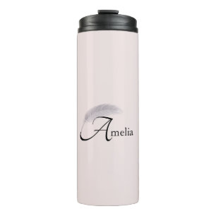Monogramm Individuelle Name Angel Feather Light Pi Thermosbecher
