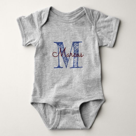 Monogramm-Individuelle Name Baby Strampler (Vorderseite)