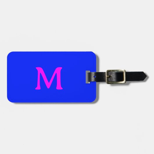 Monogramm Individuelle Name Color Neon Blue Pink 2 Gepäckanhänger (Vorderseite horizontal)