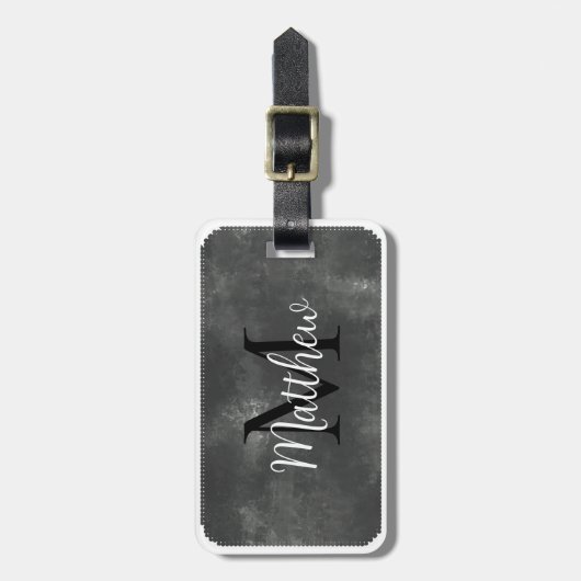 Monogramm Individuelle Name Grau Gepäckanhänger (Vorderseite vertikal)