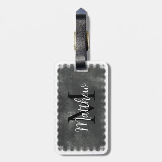 Monogramm Individuelle Name Grau Gepäckanhänger (Rückseite vertikal)