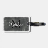 Monogramm Individuelle Name Grau Gepäckanhänger (Rückseite horizontal)