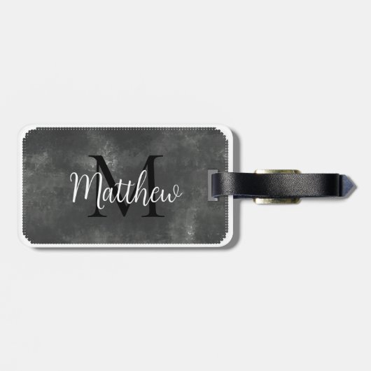 Monogramm Individuelle Name Grau Gepäckanhänger (Rückseite horizontal)