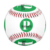 Monogramm Individuelle Name Personalisiert grün Baseball (Rückseite)
