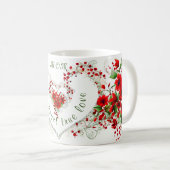 Monogramm individuelle Name Rot Blume Kaffeetasse (VorderseiteRechts)
